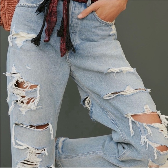 Agolde 90s Mid Rise Loose Fit Straight Leg Distressed Organic Cotton Jeans, 27 - Picture 2 of 13